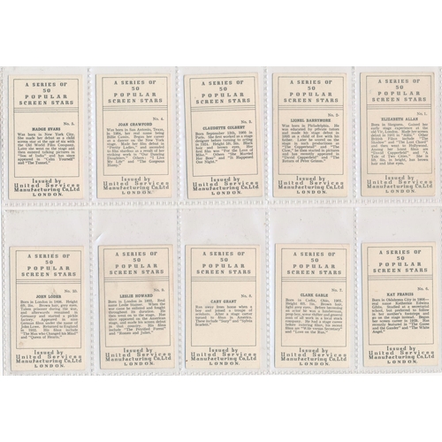 85 - United Services 1937 Popular Screen Stars set, in very good to excellent condition, apart from the o... 