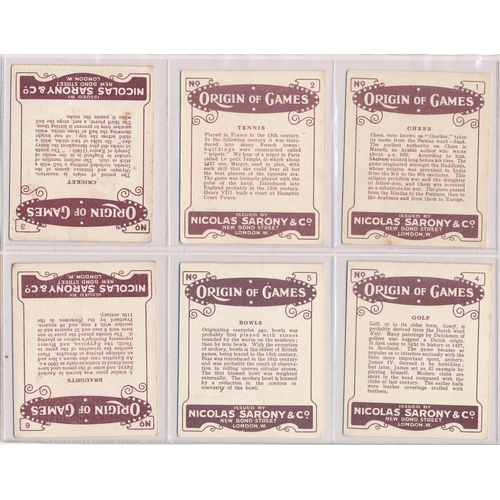 82 - Sarony 1923 Origin of Games large set of 15, in good to very good condition apart from one with a sm... 