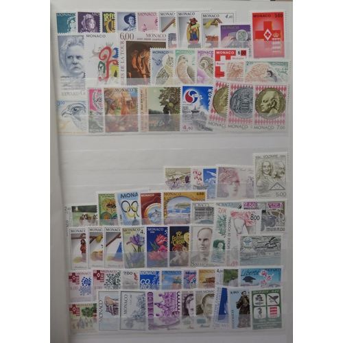 9 - Europe – Stockbook with Monaco, Germany, Romania & Belgium including Monaco mostly unmounted 1990’s ... 