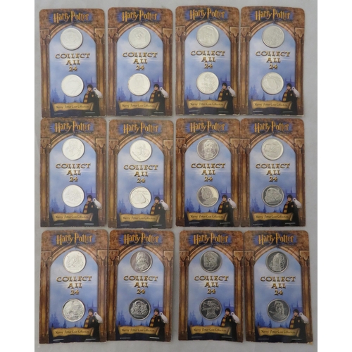 97 - Harry Potter and the Philosophers Stone officially licensed collectable coins, twelve sets of two co... 