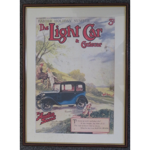 218 - Trio of motor related high-quality reproduction posters in matching wooden frames including Jaguar D... 