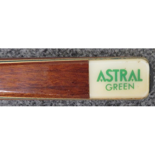 145 - A 57 Inch two-piece Astral Green vintage wooden Snooker/Pool cue, unboxed.