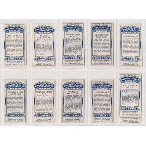 73 - Ogdens 1906 Football Club Colours set of 51, including Steve Bloomer card, in good condition with so... 