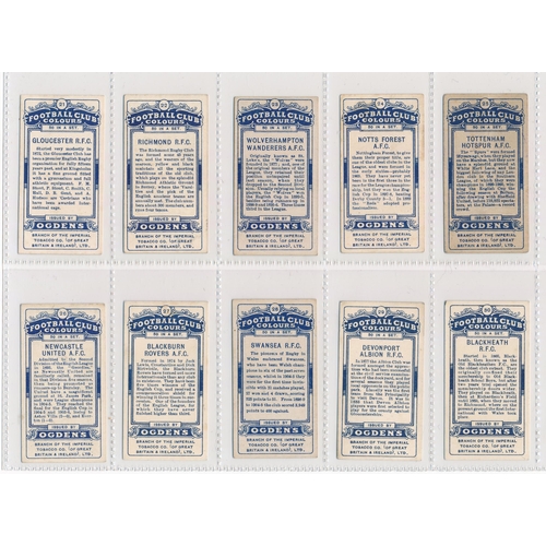 73 - Ogdens 1906 Football Club Colours set of 51, including Steve Bloomer card, in good condition with so... 