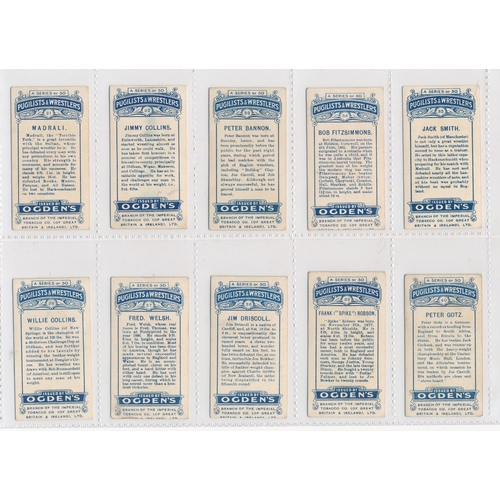 74 - Ogdens 1908 Pugilists & Wrestlers 1st Series set of 50, in fair to good condition with some better. ... 