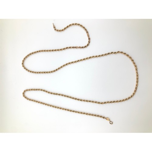 181 - A 9ct gold rope chain, approx 78cm long.
Clasp a little bent out of shape