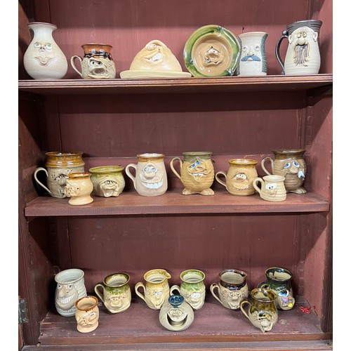 289 - Pottery. Collection of Ugly Mugs pottery mugs etc, with plate/bowl x 1, cheese/butter dish x 1, vase... 