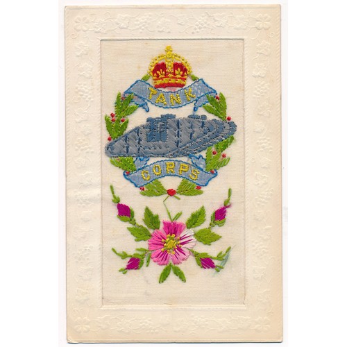 52 - Silks - World War One embroidered silks postcards, mixed condition, some with pencilled writing on r... 