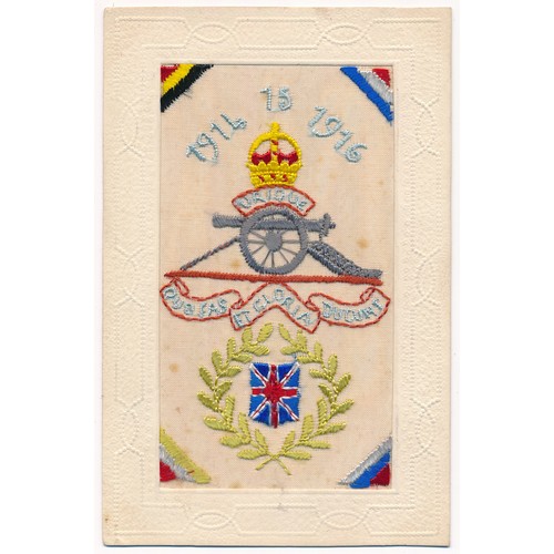 52 - Silks - World War One embroidered silks postcards, mixed condition, some with pencilled writing on r... 