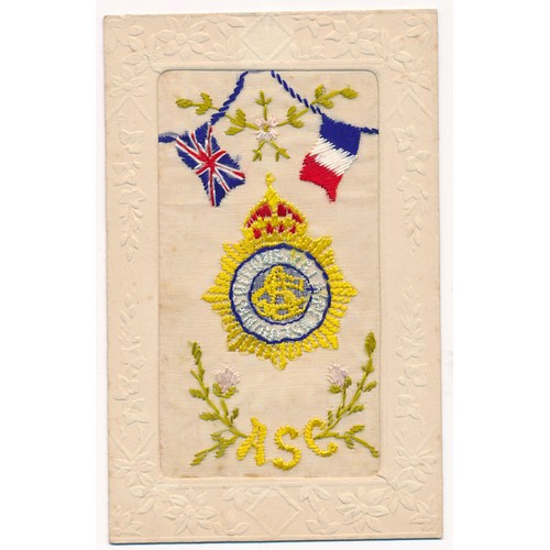 54 - Silks - World War One embroidered silks postcards, mixed condition, some with writing on reverse, va... 