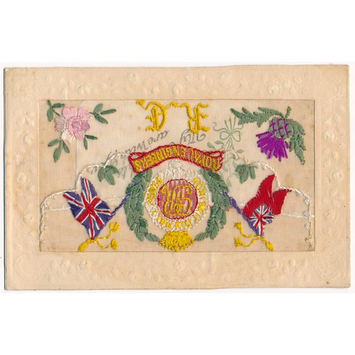 55 - Silks - World War One Royal Engineers embroidered silks postcards, mixed condition, various motifs, ... 