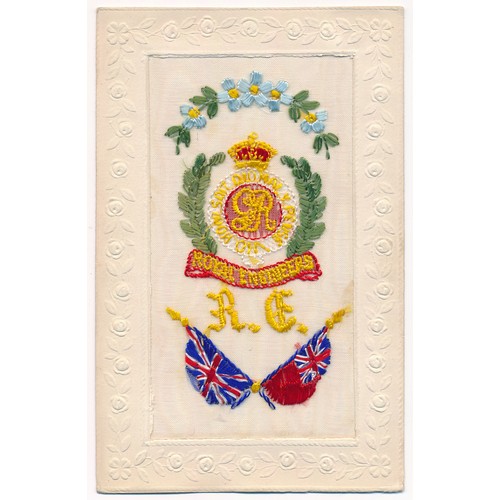 55 - Silks - World War One Royal Engineers embroidered silks postcards, mixed condition, various motifs, ... 