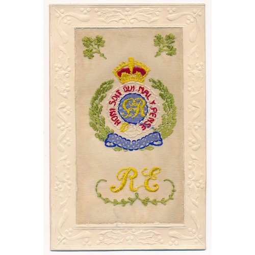 55 - Silks - World War One Royal Engineers embroidered silks postcards, mixed condition, various motifs, ... 