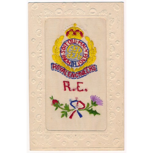 55 - Silks - World War One Royal Engineers embroidered silks postcards, mixed condition, various motifs, ... 