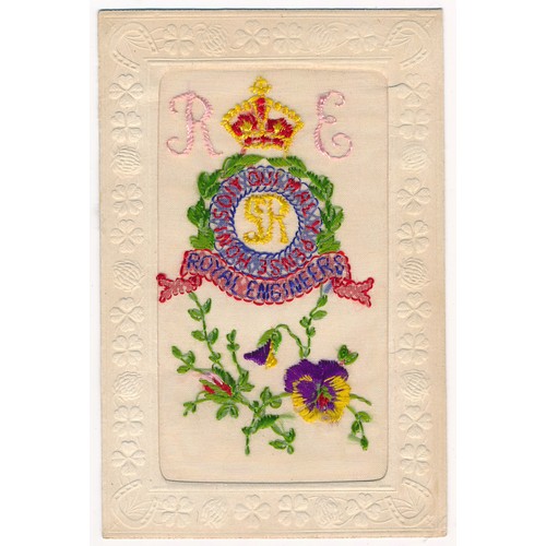 55 - Silks - World War One Royal Engineers embroidered silks postcards, mixed condition, various motifs, ... 