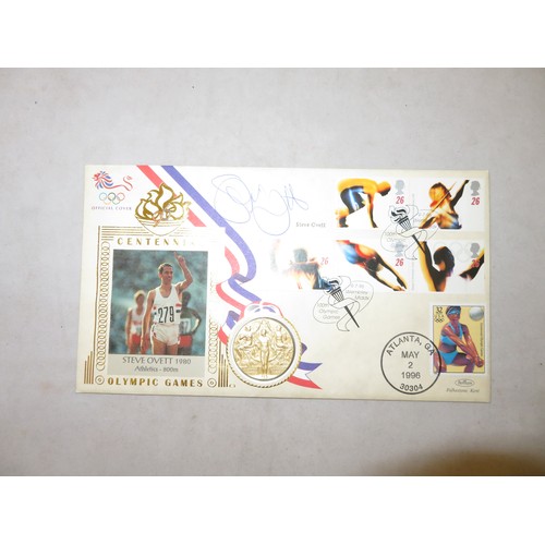 26 - Pair of Olympic Games Benham medallic covers, signed, with Daley Thomson cancelled with Alexander St... 