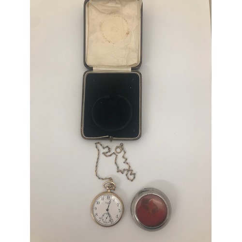 156 - A 9ct gold Waltham (USA) pocket watch in a Dennison case with a signed white enamel dial displaying ... 