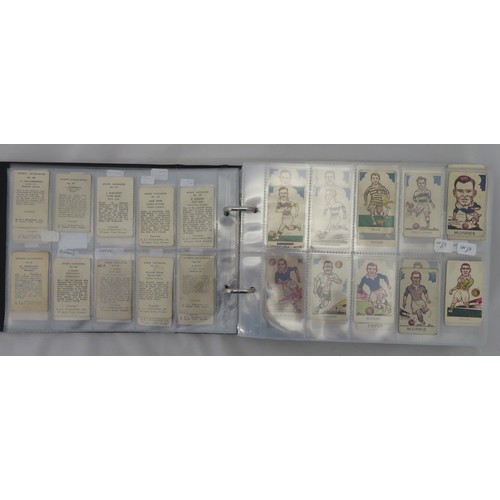 60 - Football cigarette and trade cards in an album, part sets and odds, in mixed condition, with Gallahe... 