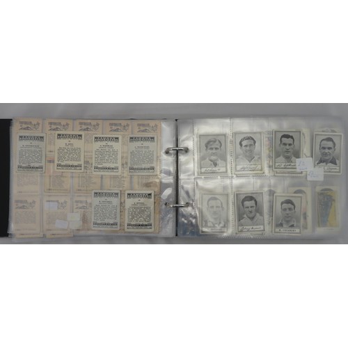 60 - Football cigarette and trade cards in an album, part sets and odds, in mixed condition, with Gallahe... 