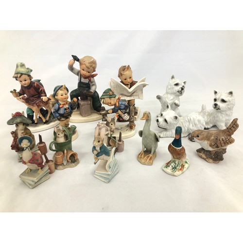 277 - A large selection of ceramic figures including:
5 Hummel & Friedel figurines
5 Beatrix Potter figuri... 