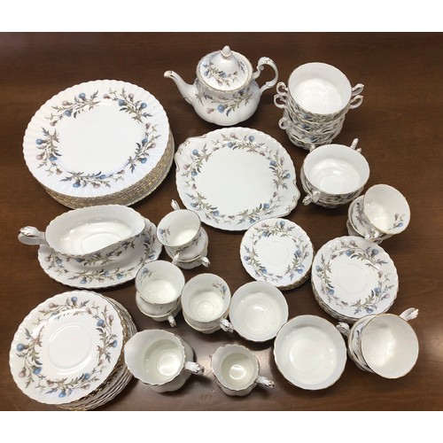 235 - A Royal Doulton Brigadoon dinner service including dinner plates, tea plates, soup dishes, cups and ... 