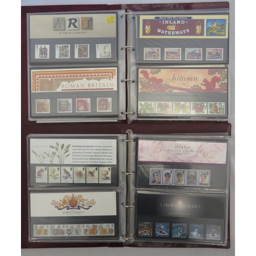 30 - 1990’s (1991-1999) unmounted mint commemorative presentation pack collection in two Royal Mail binde... 