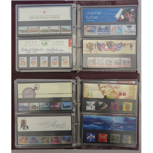 30 - 1990’s (1991-1999) unmounted mint commemorative presentation pack collection in two Royal Mail binde... 