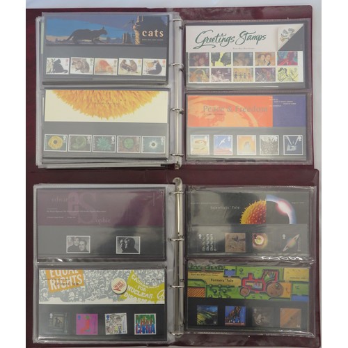 30 - 1990’s (1991-1999) unmounted mint commemorative presentation pack collection in two Royal Mail binde... 