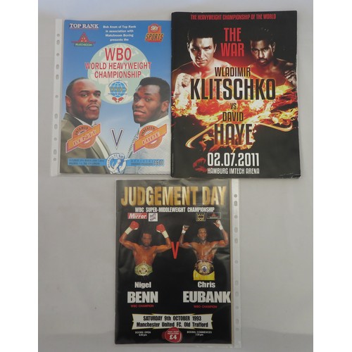 132 - Boxing – Three boxing programmes with Nigel Benn vs Chris Eubank ‘Judgment Day’ WBC Super-Middleweig... 