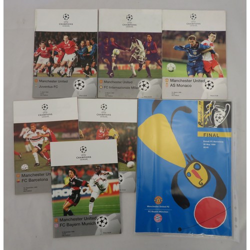 121 - Manchester United – 1998-1999 Champions League fixtures programmes from their spectacular European c... 