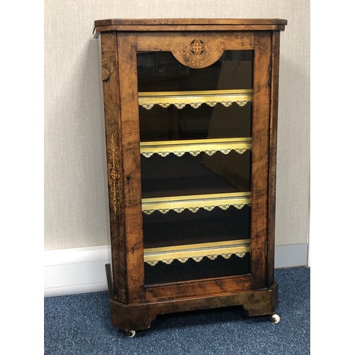 344 - Furniture - Attractive Victorian walnut pier cabinet inlaid on side panels and on its top. Cabinet i... 