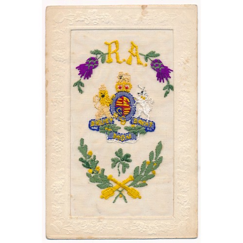 53 - Silks - World War One embroidered silks postcards, mixed condition, some with writing on reverse, va... 