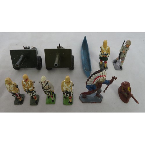 255B - Unboxed collection of metal and plastic toy soldiers, Wild West, Ceremonial, Colonial, etc., general... 