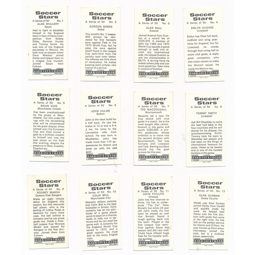 92 - Barratt & Co Ltd. 1970s Soccer Stars complete set of 50, generally excellent, with Bobby Moore, Geor... 