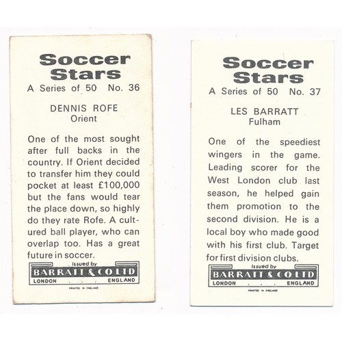 92 - Barratt & Co Ltd. 1970s Soccer Stars complete set of 50, generally excellent, with Bobby Moore, Geor... 