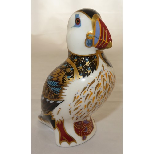 277A - Royal Crown Derby Puffin paperweight with gold stopper, red Royal Crown Derby stamp on bottom. Unbox... 