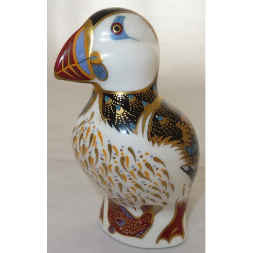 277A - Royal Crown Derby Puffin paperweight with gold stopper, red Royal Crown Derby stamp on bottom. Unbox... 