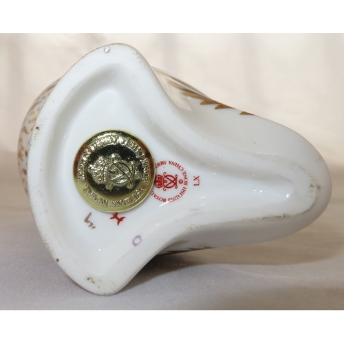 277A - Royal Crown Derby Puffin paperweight with gold stopper, red Royal Crown Derby stamp on bottom. Unbox... 