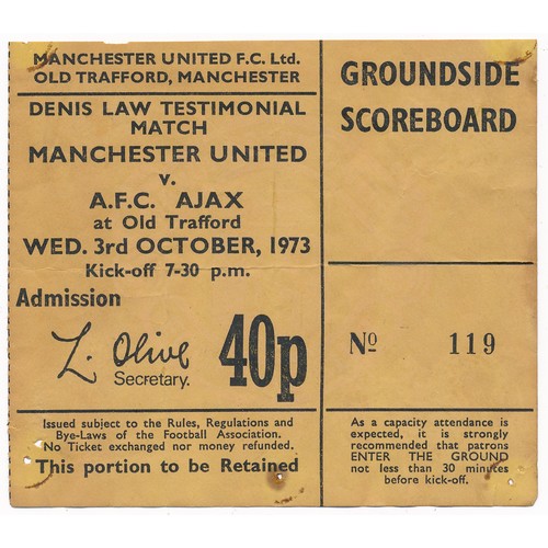 141 - Manchester United – Three early 1970’s Manchester United tickets: Pair of Manchester United vs A.F.C... 