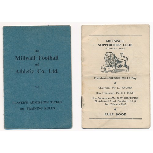 124 - Millwall – A small selection of Millwall programmes & ephemera including Millwall vs Leicester City ... 