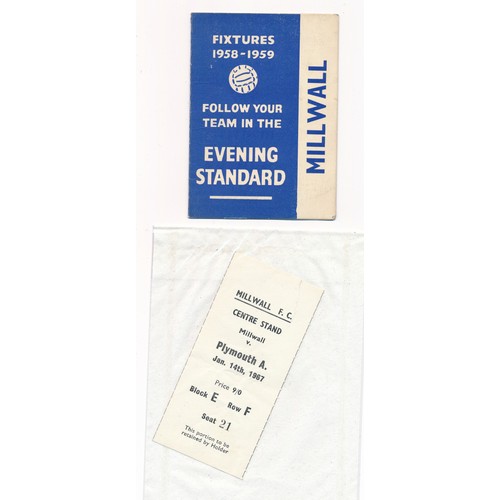 124 - Millwall – A small selection of Millwall programmes & ephemera including Millwall vs Leicester City ... 