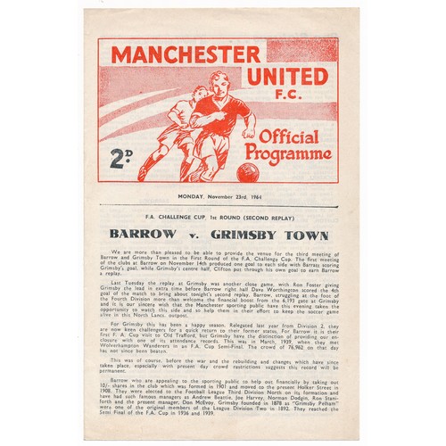 130 - Neutral at Manchester United Old Trafford, Barrow v Grimsby Town November 23rd 1964 FA Cup 1st Round... 