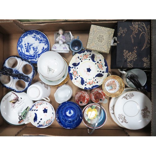 233B - Two trays of Glass & Ceramics miscellaneous items, including 16 Glass Beer & Mineral bottles with Ha... 