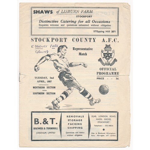 131 - Third Division, North versus South representative matches programmes with March 16th 1955 (Reading F... 