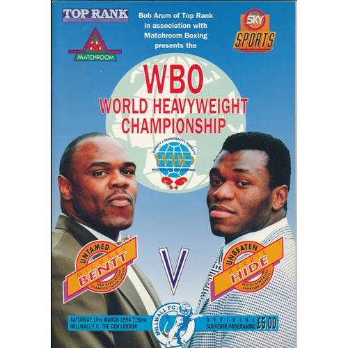 132 - Boxing – Three boxing programmes with Nigel Benn vs Chris Eubank ‘Judgment Day’ WBC Super-Middleweig... 