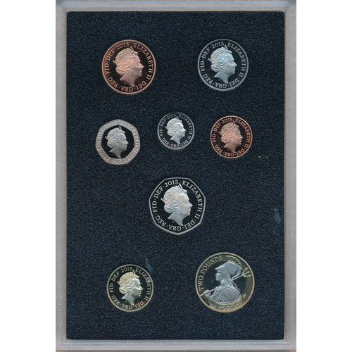 264 - 2015 UK Definitive Proof Coin set of eight coins FDC (black book), issued by The Royal Mint, with ce... 