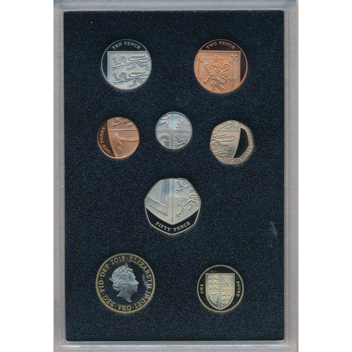 264 - 2015 UK Definitive Proof Coin set of eight coins FDC (black book), issued by The Royal Mint, with ce... 