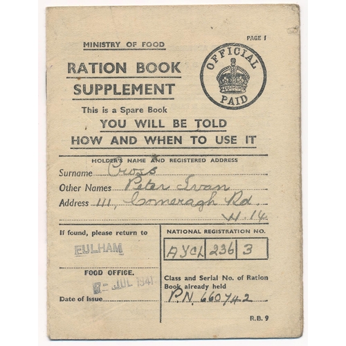 60 - Second World War, interesting selection of documents including  Continuous Certificate of Discharge ... 