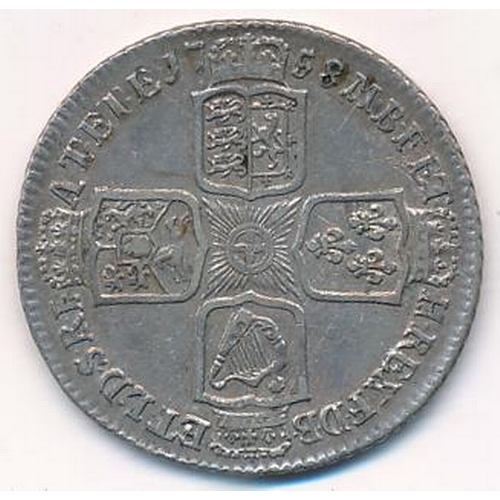 170 - George II 1758 Shilling about very fine.