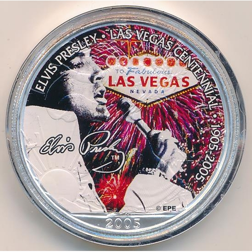 320 - United States of America Liberty Silver Dollar (Enameled) Date 2005. Elvis Presley - Las Vegas Cente... 